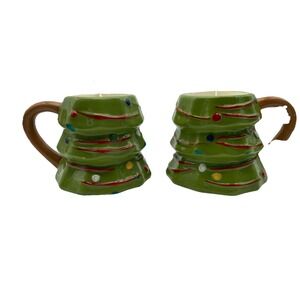 Xmas Tree Mugs Candles Recycled Craft Soy Based